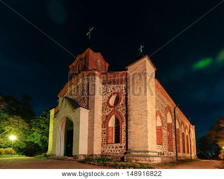 GUBANITSY, LENINGRAD REGION, VOLOSOVO DISTRICT, RUSSIA - SEPTEMBER 20, 2016: Kirch St. John the Baptist in Gubanitsah. Lutheran Church in the village Gubanitsy, parish center Kupanitsa Evangelical Lutheran Church of Ingria.