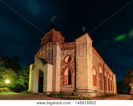 GUBANITSY, LENINGRAD REGION, VOLOSOVO DISTRICT, RUSSIA - SEPTEMBER 20, 2016: Kirch St. John the Baptist in Gubanitsah. Lutheran Church in the village Gubanitsy, parish center Kupanitsa Evangelical Lutheran Church of Ingria.