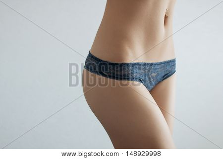 Sexy curves girl butt without cellulite in white background