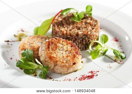 Meat Cutlet with Buckwheat Garnish