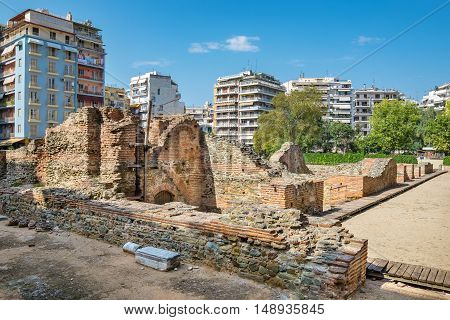 Ruins of the Imperial Palace of Galerius. Navarinou square Thessaloniki Macedonia Greece