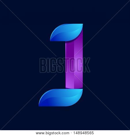 J letter volume blue and purple color logo design template elements.