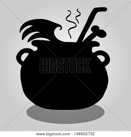 Very high quality original trendy  vector scary halloween witch pot