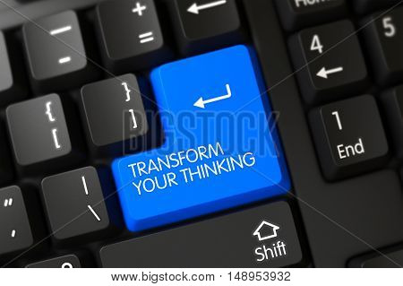 Transform Your Thinking Close Up of Modern Laptop Keyboard on a Modern Laptop. 3D Render.