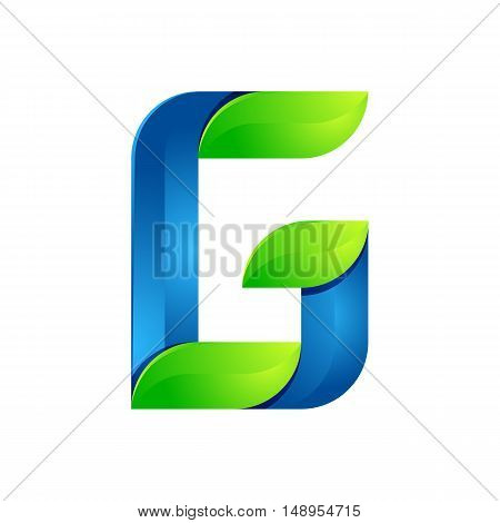 G letter leaves eco logo volume icon. Vector design green and blue template elements an icon for your ecology application or company.