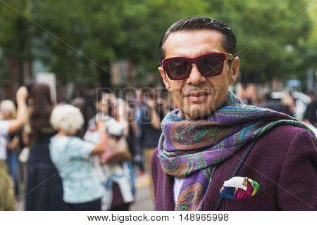 Fashionable Man Posing During Milan Fashion Week