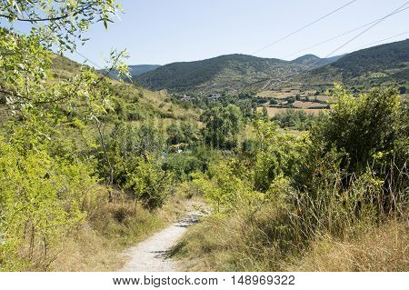 Camino de Santiago Zubiri to Pamplona in Spain.