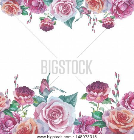 Wildflower rose flower frame in a watercolor style isolated. Full name of the plant: rose, platyrhodon, rosa. Aquarelle flower could be used for background, texture, pattern, frame or border.