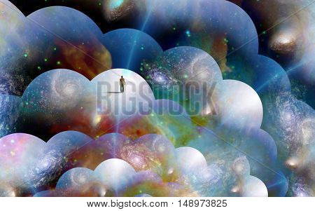 Astronaut in multiverse  Some elements provided courtesy of NASA  3D Render