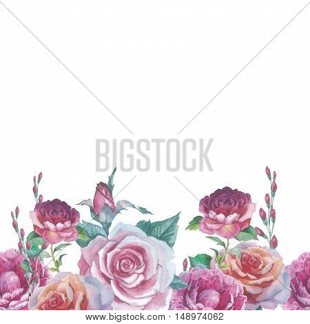 Wildflower rose flower frame in a watercolor style isolated. Full name of the plant: rose, platyrhodon, rosa. Aquarelle flower could be used for background, texture, pattern, frame or border.
