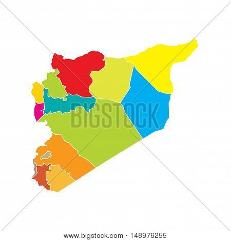 Vector Syria State Boundaries Map Bright Colours