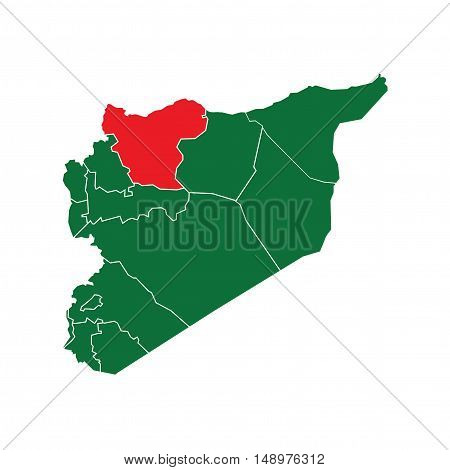 Vector Syria State Boundaries Map Green & Red