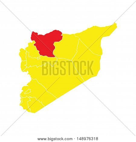 Vector Syria State Boundaries Map Yellow & Red