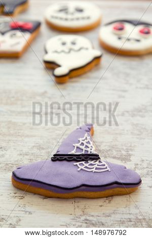 Halloween cookies with different shapes. Sweet tradition