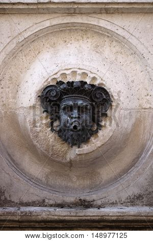 Closeup of Calamo fountain in Ancona, Italy