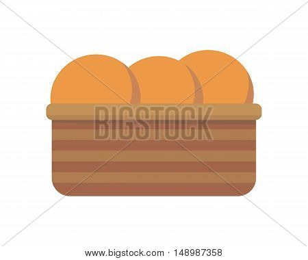 Bread in basket. Bread icon. Bakery logo. Bakery shop icon. Bakery basket icon. Bread in flat design isolated on white background. Vector illustration.