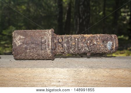 shot of old rusted hand grenade RGD
