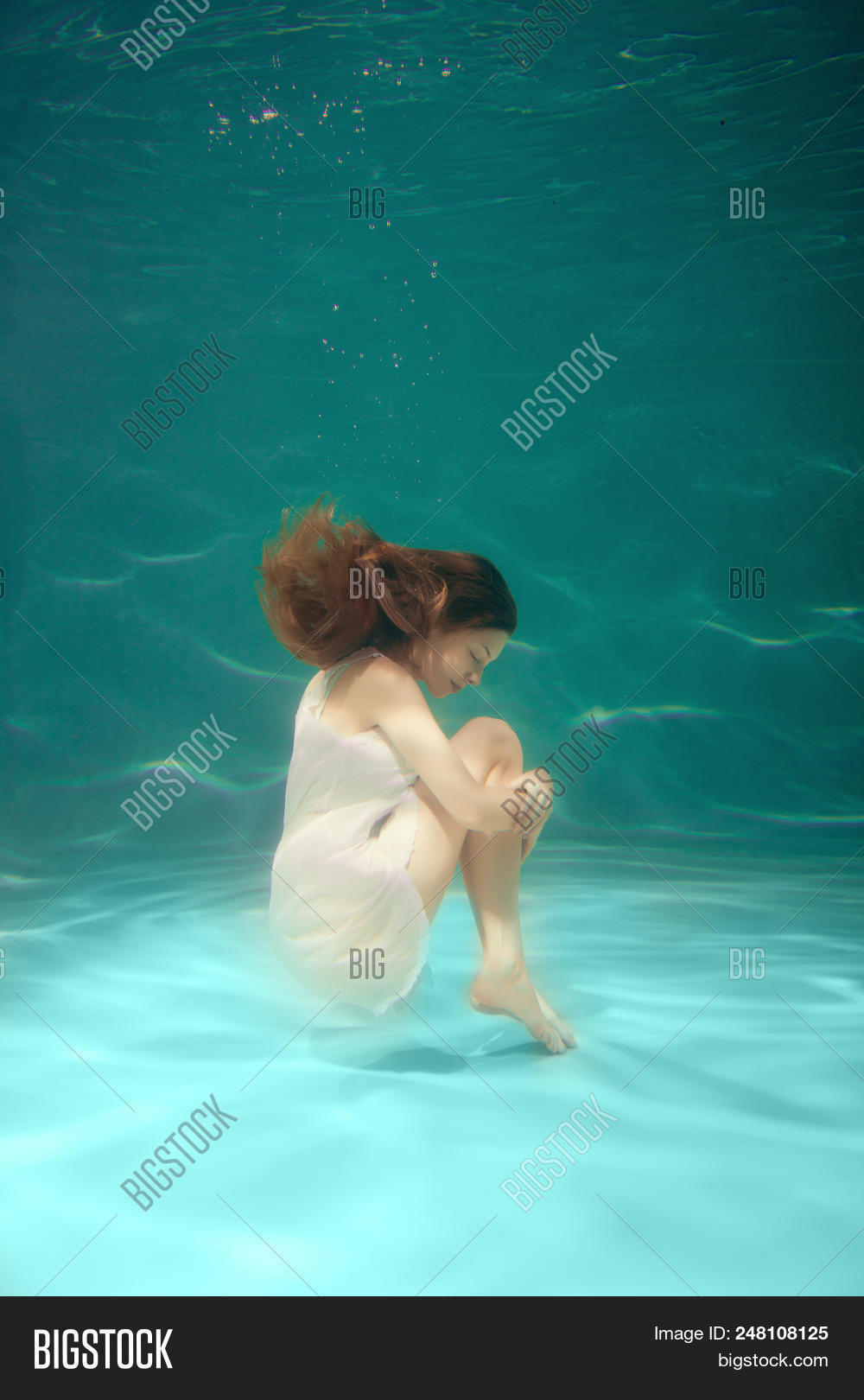 Underwater Scene. Girl Image \u0026 Photo (Free Trial)
