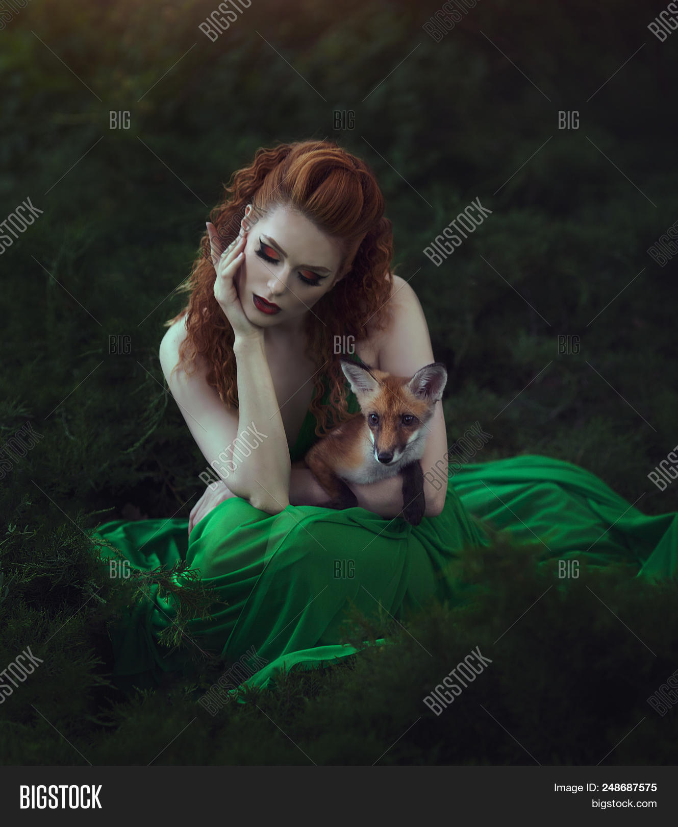 Red-haired Girl Green Image & Photo (Free Trial) | Bigstock