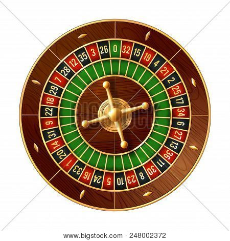 Casino Roulette Wheel Game 3d Vector Of Gambling Industry. French Or American Style Roulette With Wo