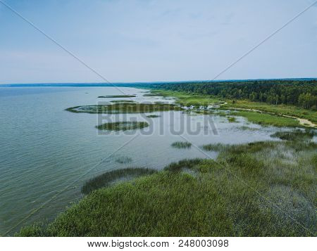 View Of Lake Pleshcheyevo From The Above. Russian Nature Landscape