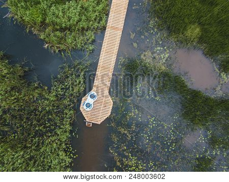 View Of Lake Pleshcheyevo From The Above. Russian Nature Landscape