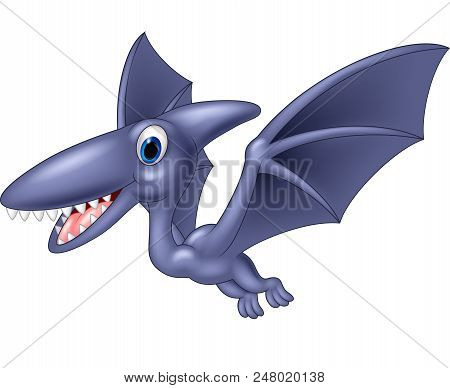 Happy Pterodactyl Cartoon Isolated On White Background