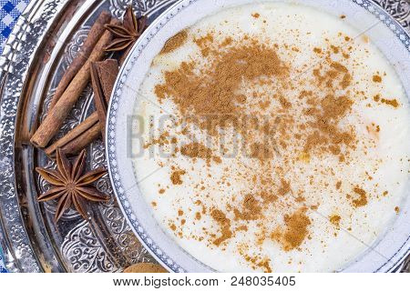 Traditional Delicious Turkish Dessert; Rice Pudding (sutlac)