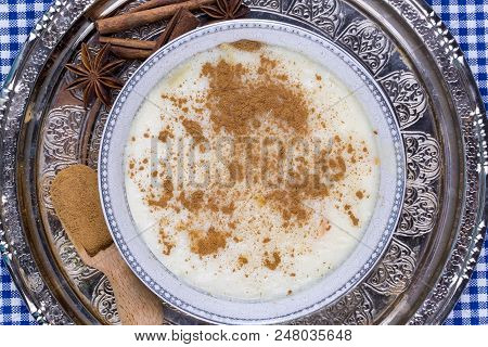 Traditional Delicious Turkish Dessert; Rice Pudding (sutlac)