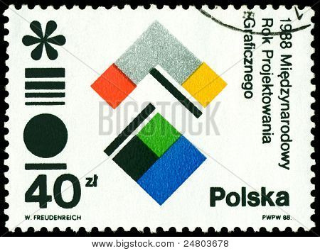 Vintage frimærke. Intl. år af Graphik Design.