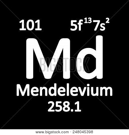 Periodic Table Element Mendelevium Icon On White Background. Vector Illustration.