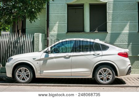 July - 02. 2018. Novi Sad, Serbia. White Bmw X4 M Class X Drive Parked On The Street. Editorial Imag
