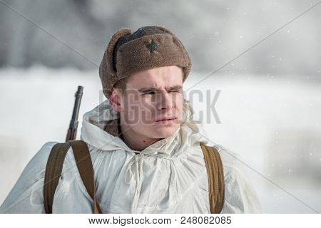Russian Federation, Pskov District, Velikie Luki - 23 February 2018: Military Historical Reenactment