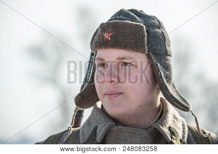 Russian Federation, Pskov District, Velikie Luki - 23 February 2018: Military Historical Reenactment