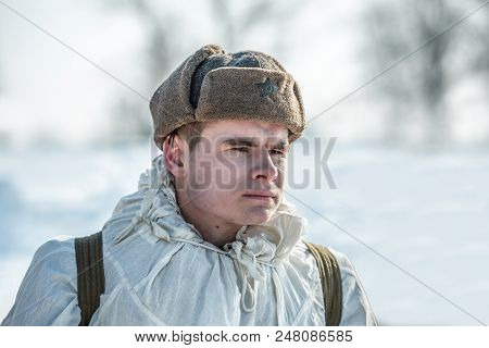 Russian Federation, Pskov District, Velikie Luki - 23 February 2018: Military Historical Reenactment