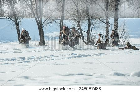 Russian Federation, Pskov District, Velikie Luki - 23 February 2018: Military Historical Reenactment