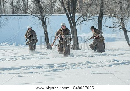 Russian Federation, Pskov District, Velikie Luki - 23 February 2018: Military Historical Reenactment