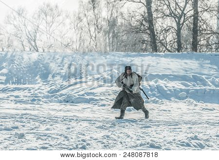 Russian Federation, Pskov District, Velikie Luki - 23 February 2018: Military Historical Reenactment