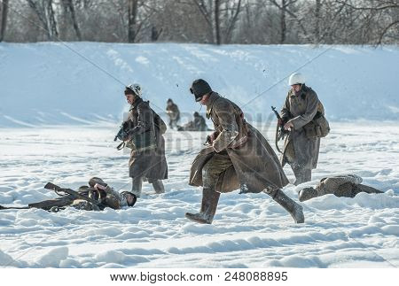 Russian Federation, Pskov District, Velikie Luki - 23 February 2018: Military Historical Reenactment