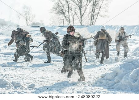 Russian Federation, Pskov District, Velikie Luki - 23 February 2018: Military Historical Reenactment
