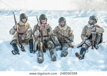 Russian Federation, Pskov District, Velikie Luki - 23 February 2018: Military Historical Reenactment