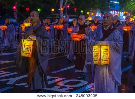 Seoul - May 10 : Participants In A Parade During Lotus Lantern Festival In Seoul , Korea On May 10 2