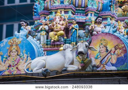 Singapore - Feb 24 : Statues In Sri Veeramakaliamman Temple In Little India, Singapore On February 2