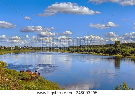 Landscape With Sukhona River In Totma City, Russia