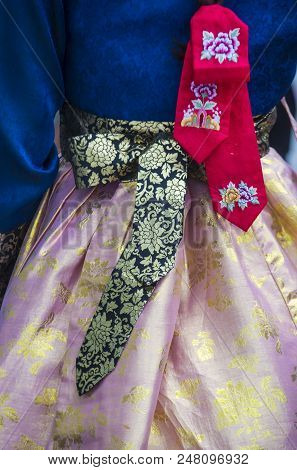 Seoul - May 10 : Hanbok Clothing In Seoul Korea On May 10 2018. Hanbok Is A Korean Traditional Cloth