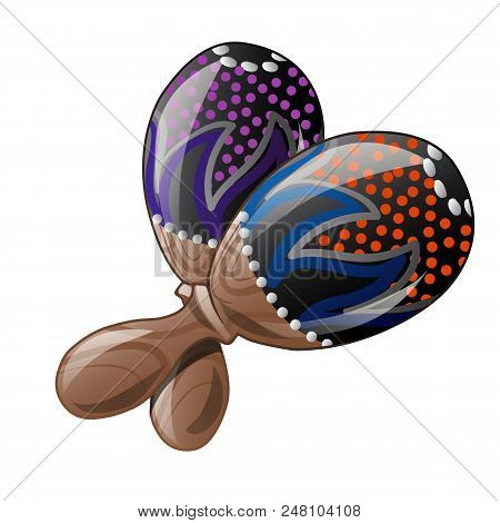 Set Of Colorful Maracas Isolated On White Background. The Oldest Shock-noise Musical Instrument Of T