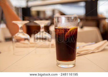 Glass Of Cold Drink In Street Cafe.