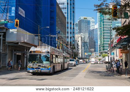 Vancouver, British Columbia, Canada - 13 September 2017: Vancouver Translink Transit System Bus On C
