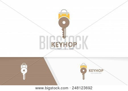 Vector Key And Shop Logo Combination. Lock And Sale Symbol Or Icon. Unique House And Market Logotype