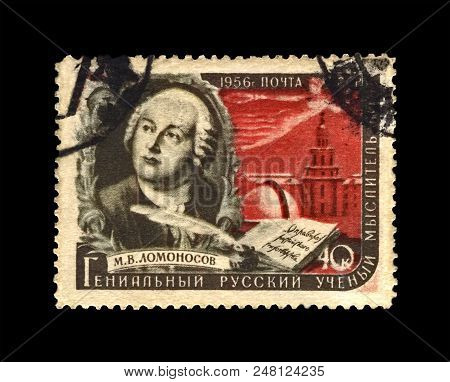 Ussr - Circa 1956: Canceled Stamp Printed In The Ussr Shows Famous Russian Scientist, Explorer, Writ